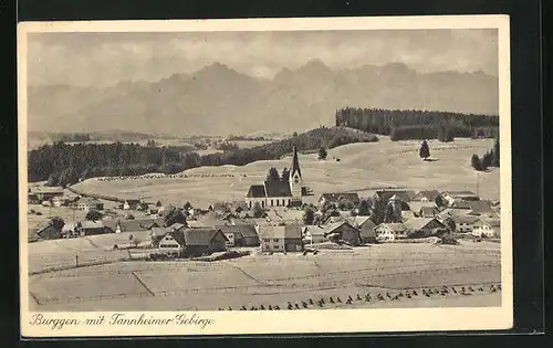 AK Burggen, Ortspanorama mit Tannheimer Gebirge