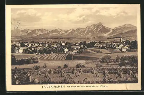 AK Holzkirchen, Panoramablick auf Ort und Wendelstein