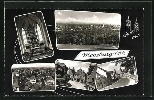 AK Moosburg, Am Gries, Münster-Hochaltar, Münchner-Strasse, Ortspartie