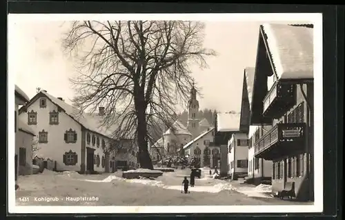 AK Kohlgrub, verschneite Hauptstrasse