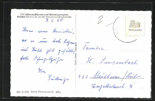 AK Kniebis a. d. Schwarzwaldstrasse, Ansicht vom Höhenluftkurort und Wintersportplatz
