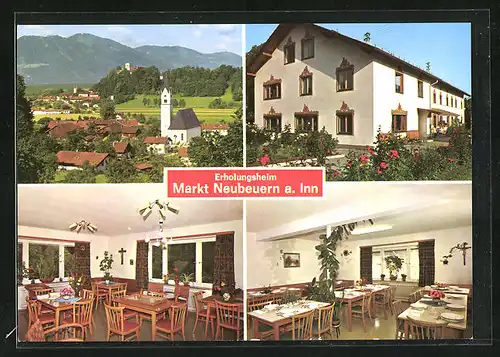 AK Markt Neubeuern a. Inn, Ortspartie, Gasthaus / Erholungsheim der Marktgemeinde, Innenansicht