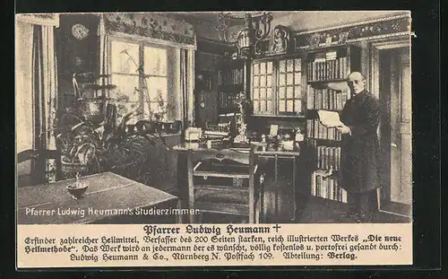 AK Studierzimmer des Pfarrer Ludwig Heumann