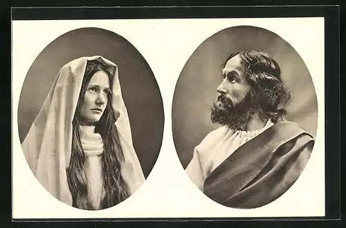 AK Erl, Passionsspiel 1912, Christus Kaspar Pfisterer und Maria M. Mayrhofer