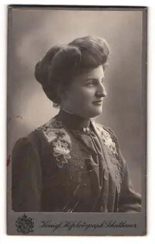 Fotografie Erich Scheithauer, Zwickau i / S., Portrait bürgerliche Dame mit hochgestecktem Haar