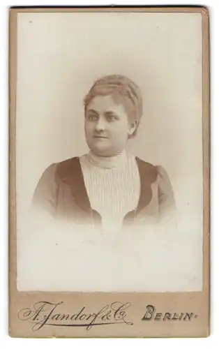 Fotografie A. Jandorf & Co., Berlin, Portrait Dame mit zusammengebundenem Haar