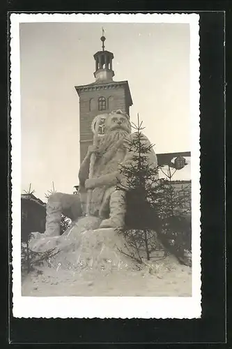 AK Jilemenice, Gigantische Skulptur aus Schnee