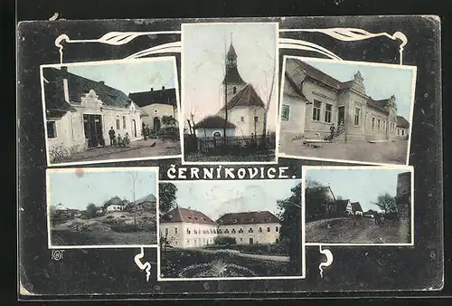AK Cernikovice, Kirche, Gebäude- und Ortsansichten