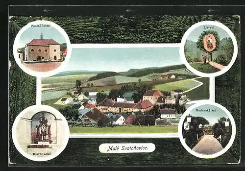 Passepartout-AK Male Svatonovice, Panorama, Mariansky sas, Zjeveni