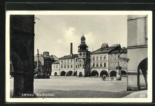 AK Arnau / Hostinne, Gasthof Zwei Riesen am Marktplatz