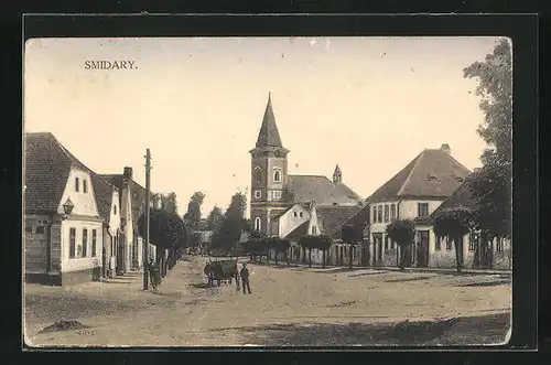 AK Smidary, Marktplatz mit Anwohnern