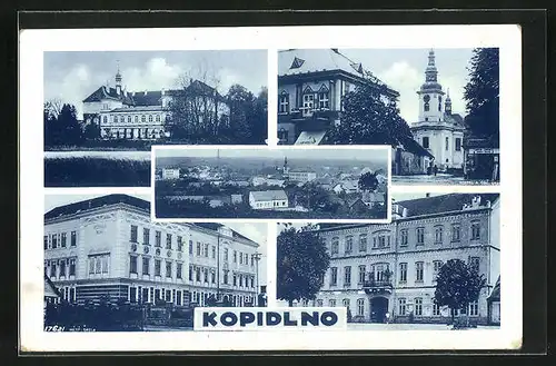 AK Kopidlno, verschiedene Gebäudeansichten