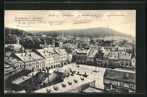 AK Trautenau / Trutnov, Blick auf Marktplatz und Umgebung