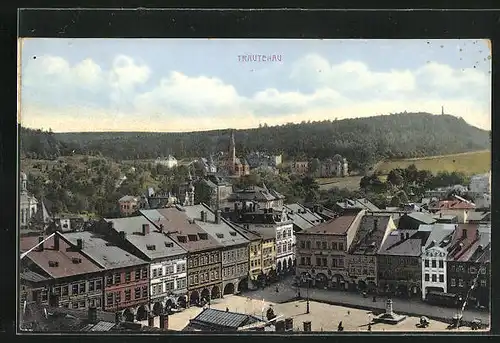 AK Trautenau / Trutnov, Gesamtansicht aus der Vogelschau