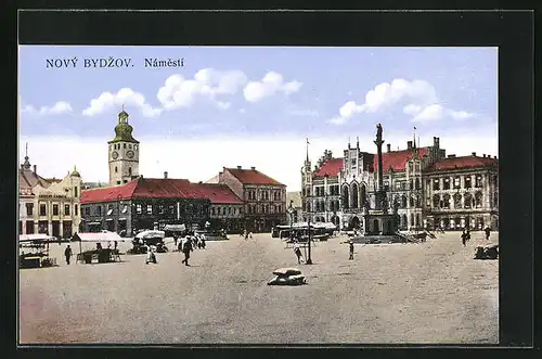 AK Novy Bydzov, Namesti, Marktstände auf dem Marktplatz