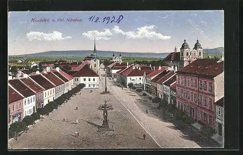 AK Kostelec nad Orlicí, Nàmesti, Marktplatz aus der Vogelschau