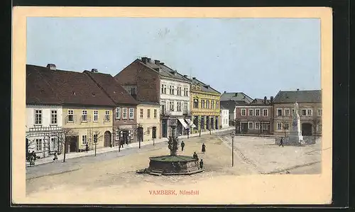 AK Vamberk, nàmesti, Marktplatz mit Denkmal