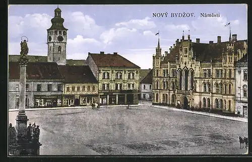 AK Nový Bydzov, Nàmesti, Marktplatz mit Rathaus