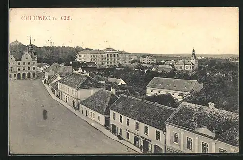 AK Chlumec nad Cidlinou, Ortsansicht aus der Vogelschau