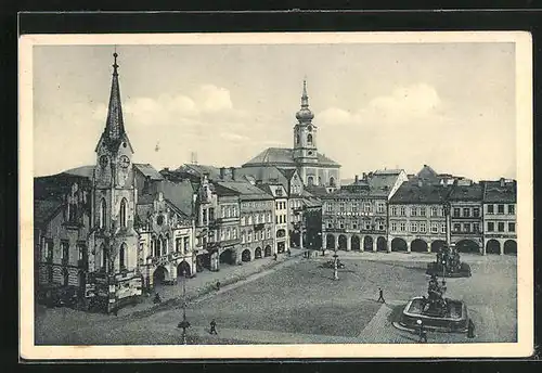 AK Trautenau / Trutnov, Ringplatz aus der Vogelschau