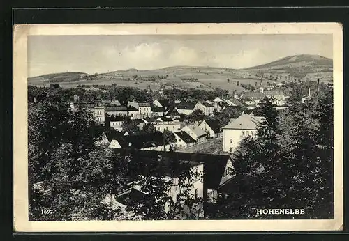 AK Hohenelbe / Vrchlabi, Blick vom Berg auf den Ort