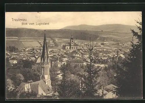 AK Trautenau / Trutnov, Blick vom Luginsland auf den Ort