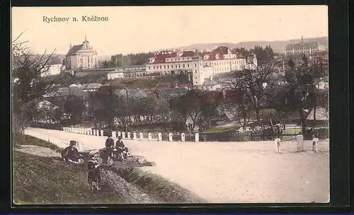 AK Rychnov n. Kn., Panoramablick auf den Ort