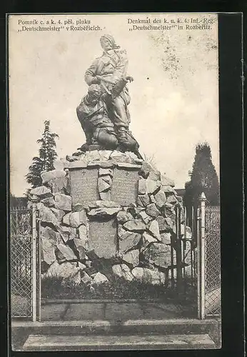 AK Rozberitz, Denkmal des k. u. k. 4. Inf.-Reg., Deutschermeister