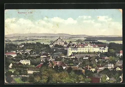 AK Rychnov n/K, Totalansicht der Ortschaft