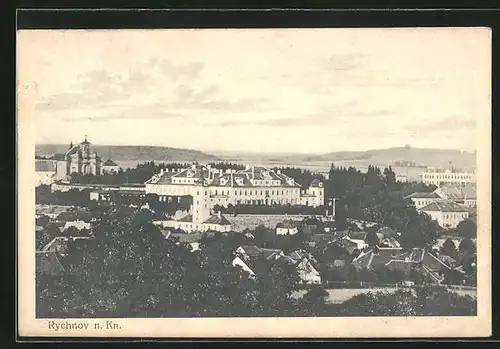 AK Rychnov n. Kn., Ortsansicht aus der Ferne