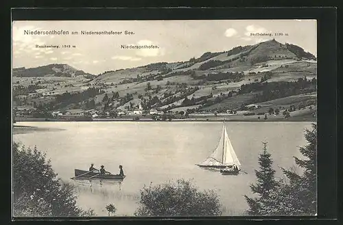 AK Niedersonthofen, Blick über den See zum Ort