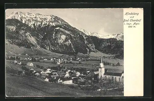 AK Hindelang i. bayr. Allgäu, Ortsansicht mit Bad Oberdorf