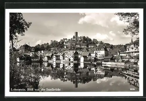 AK Lobenstein, Blick von der Inselbrücke zum Ort