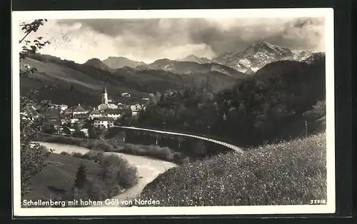 AK Schellenberg, Ortsansicht mit hohem Göll von Norden