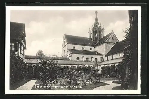 AK Bebenhausen, Klostergarten mit Kirche