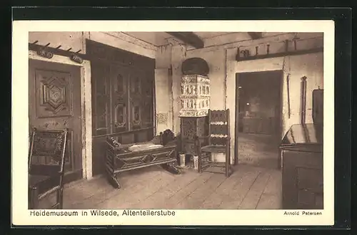 AK Wilsede, Heidemuseum Innenansicht - Altenteilerstube