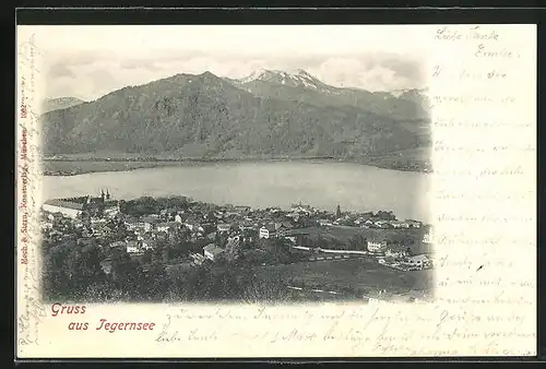 AK Tegernsee, Ortsansicht mit Wasserpartie