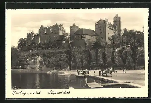 AK Bernburg / Saale, Schloss vom Saaleufer betrachtet