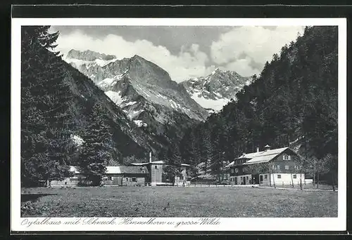 AK Oberstdorf, Hotel Oytalhaus mit Schneeck, Himmelhorn u. grosse Wilde