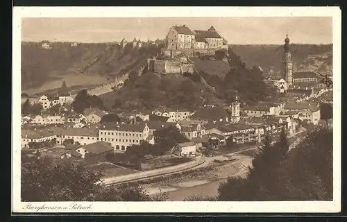 AK Burghausen a/Salzach, Totalansicht aus der Vogelschau