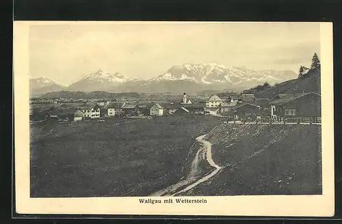 AK Wallgau, Panorama mit Wetterstein