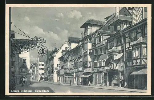 AK Lindau i. Bodensee, Hauptstrasse mit dem Gasthaus zum Süntzen