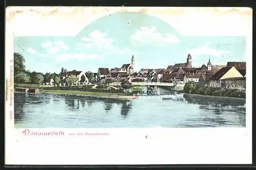AK Donauwörth, Ortsansicht von der Donaubrücke