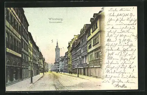 AK Würzburg, Blick in die Domstrasse