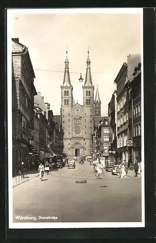 AK Würzburg, Domstrasse mit Dom