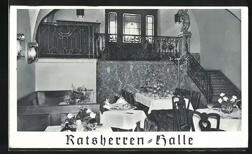 AK Würzburg, Ratsherren-Halle, Innenansicht