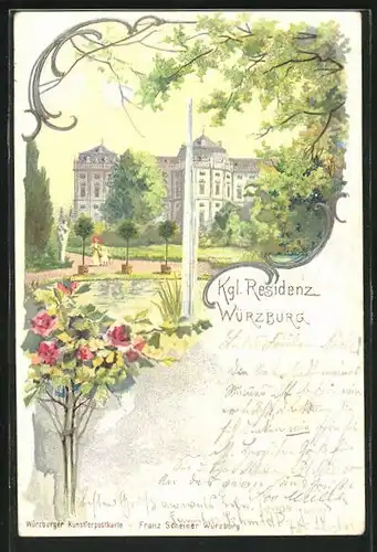 Lithographie Würzburg, Königliche Residenz