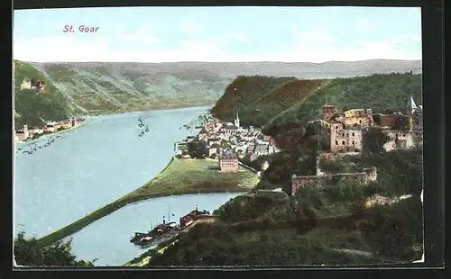 AK St. Goar, Ortsansicht aus der Ferne