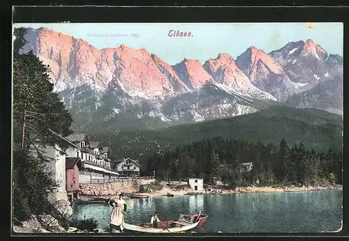 AK Eibsee, Hotel und Pension am See mit Zugspitze