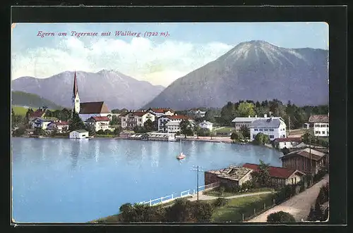 AK Egern a. Tegernsee, Ortsansicht mit Wallberg